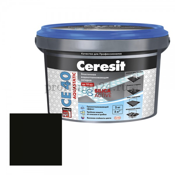 Затирка эластичная "Церезит" Ceresit СЕ 40 водоотталкивающая 2кг (графит)