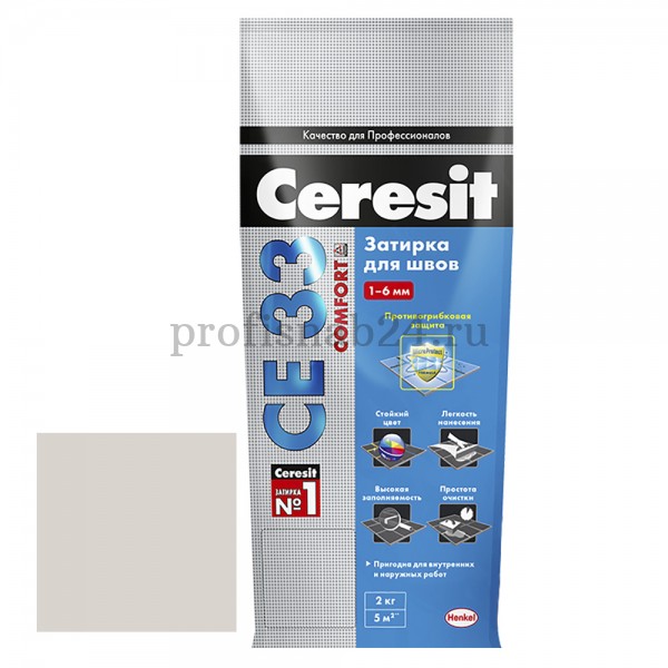 Затирка для узких швов "Церезит" Ceresit СЕ 33 2кг (серебристо-серый)