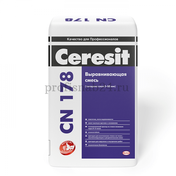 Наливной пол на цементной основе "Церезит" Ceresit CN 178 износостойкий (5-80мм) 25кг оптом в Москве
