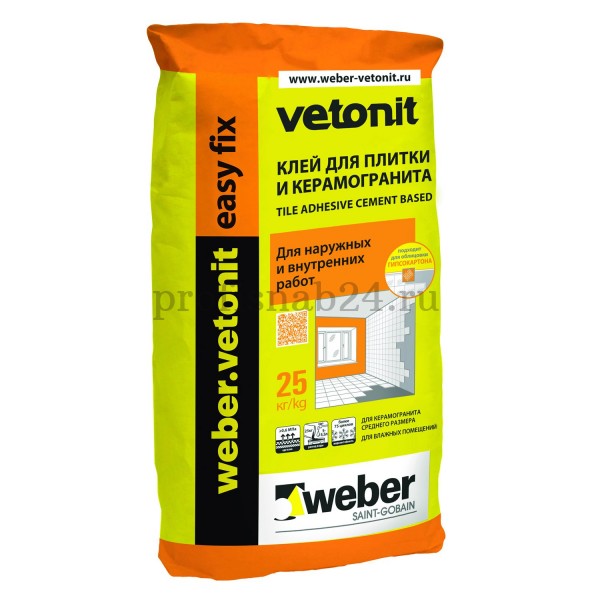 Клей для плитки и керамогранита "Вебер" Weber.Vetonit Easy Fix, 25кг