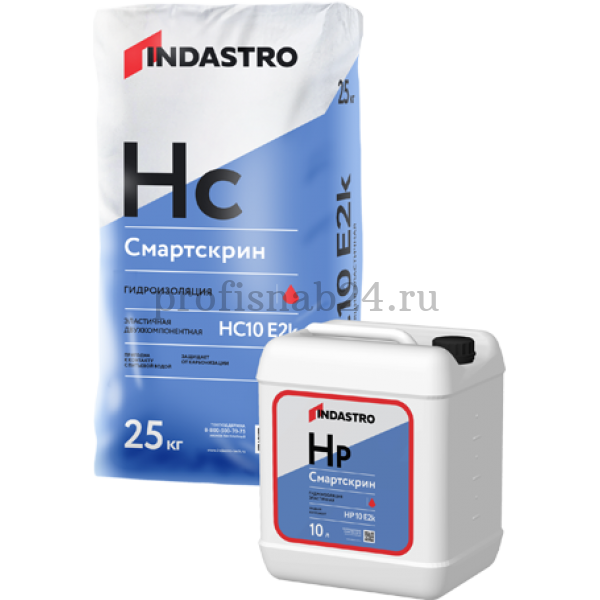 Гидроизоляция обмазочная "Индастро" Indastro Смартскрин HC10 E2k эластичная (жидкий компонент) 10л