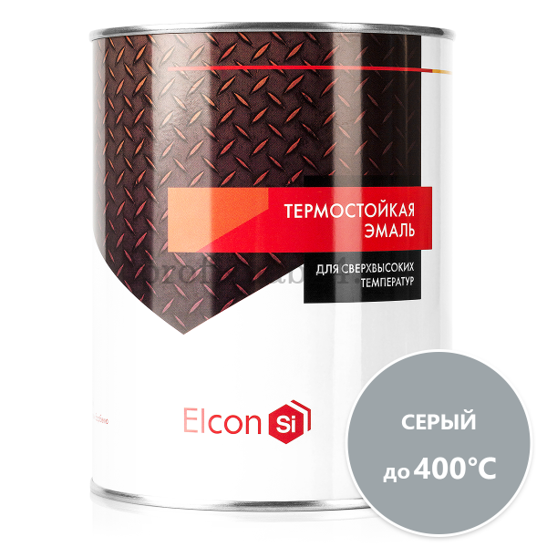 Эмаль термостойкая антикоррозионная "Элкон" Elcon до 400°C (серая) 0,8кг