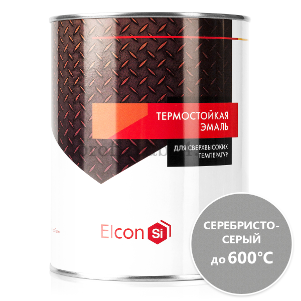 Эмаль термостойкая антикоррозионная "Элкон" Elcon до 600°C (серебристо-серая) 0,8кг