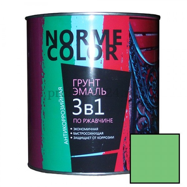 Грунт-эмаль по ржавчине 3 в 1 "Норм Колор" NORME COLOR антикоррозионная (зелёное яблоко) 2,7л