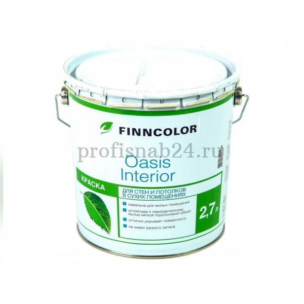 Краска для стен и потолков "Финнколор" Finncolor Oasis Interior глубокоматовая (белая, база А) 2,7л